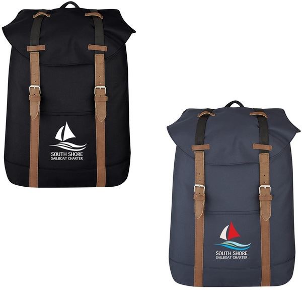 JH3441 Flap Drawstring Backpack With Custom Imprint